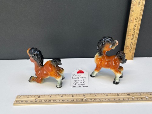 (J-204) (SET-2) VINTAGE 1950's-60's Ceramic Laughing Horse Figurines - Japan - Picture 4 of 11