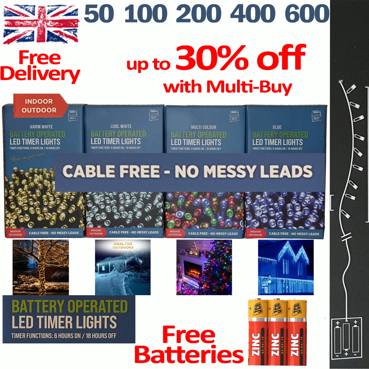 Battery powered outdoor 2024 lights with timer