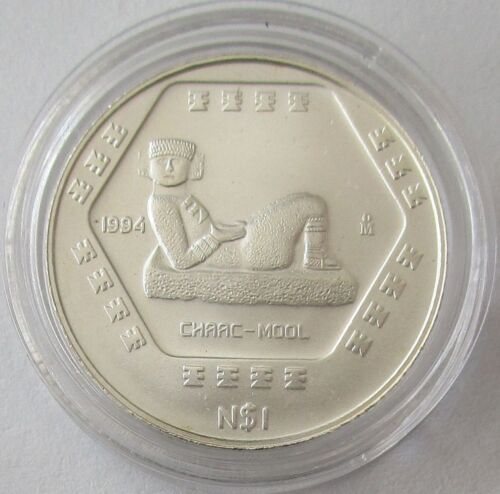 Mexiko 1 Nuevo Peso 1994 Präkolumbische Ära Chaac-Mool 1/4 Oz Silber - 第 1/2 張圖片