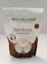 NIP Spa Naturals Bath Bombs Vanilla  Coconut 3 Fizzies Included