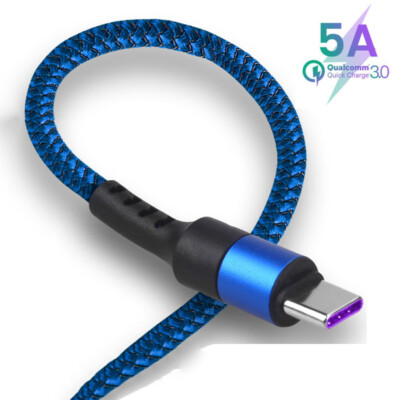 Type C 5A Super Fast Charging Cable Data Sync Charger For Huawei