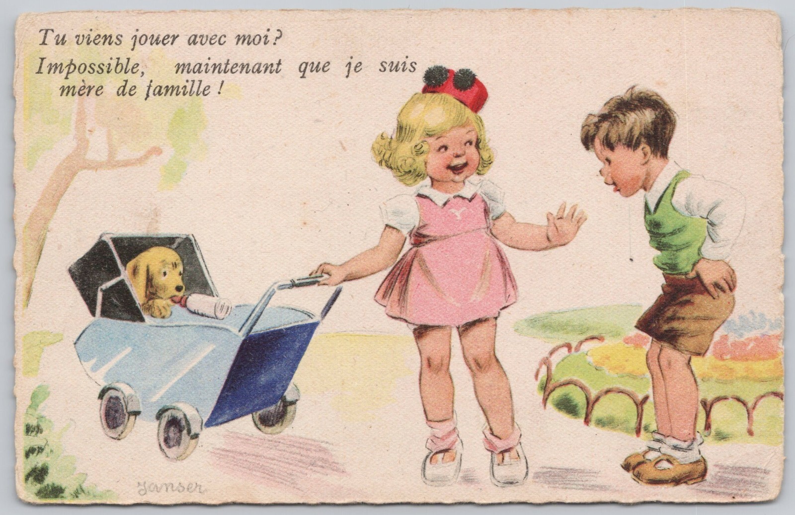 Comics Cute Children Humor Vintage French Postcard