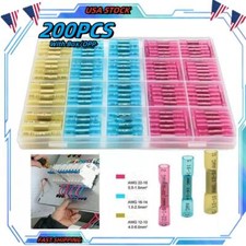 200pcs Heat Shrink Butt Wire Splice Connectors Seal Crimp Terminals Waterproof