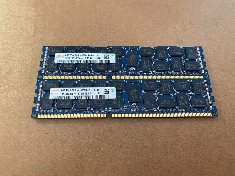 2X HYNIX 8GB 2RX4 PC3L-10600R-9-11-E2 REG HMT31GR7CFR4A-H9 SERVER RAM W7-1(11) - Image 3 of 4