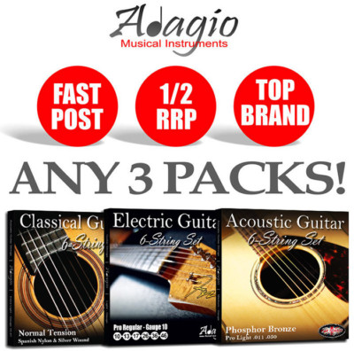 3er-Pack - ADAGIO Saiten für Elektro- oder Akustikgitarre - Pro und Premium Rostschutz