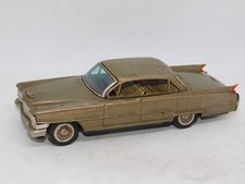 Vintage 1960 BANDAI Friction Tin Toy Car LITHO Japan CADILLAC 4 DOOR GOLD