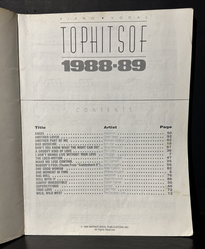 Top Hits Of 1988-89 Sheet Music Songbook Piano Vocal Aerosmith Michael Jackson - Picture 3 of 4