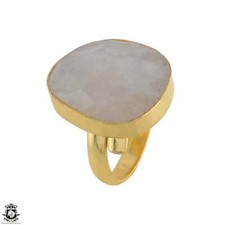 Size 8.5 - Size 10 Adjustable Moonstone 24K Gold Plated Ring GPR1765