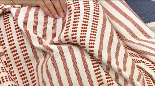 NEW 100% Cotton Woven Pin Stripe Throw by Bobby Berk CLAY - Picture 8 of 9