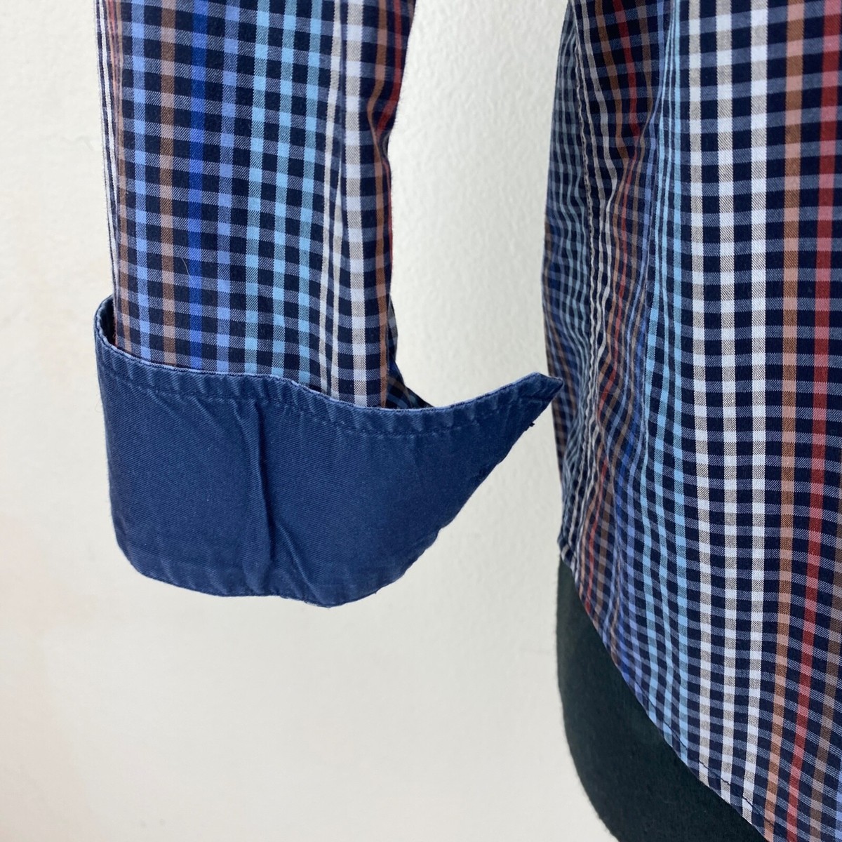 Chemise Homme Tasso Elba à Carreaux Bleu Aqua - Taille M 15-15 1/2 - Coton/Polyester - Neuve Avec étiquettes