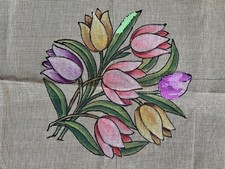 Vintage Floral Bouquet Needlepoint Canvas Large Flowers France 27825