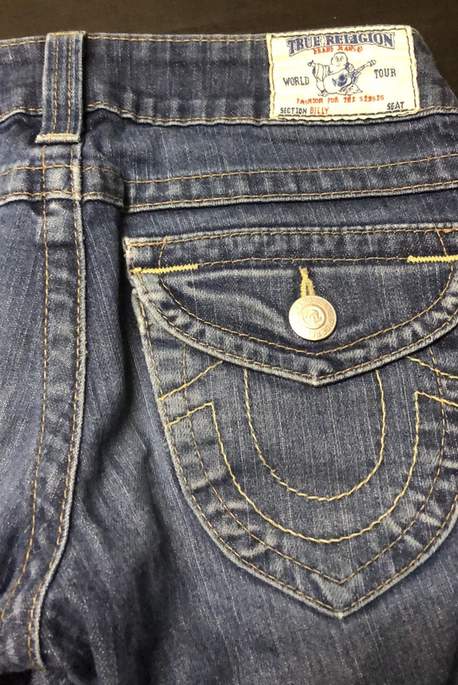 True Religion World Tour Woman Billy 26x32 Dark Wash Straight Low Rise - Image 3 of 4