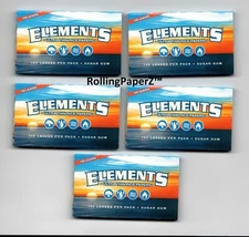 5 X Pack ELEMENTS SINGLE WIDE Ultra Thin Rice Cigarette Paper 100 Leaves per pk 