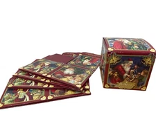 Square Red Gift Boxes Lot of 5 Old World Christmas 