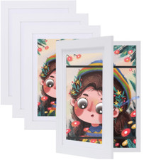 10er Set Bilderrahmen Aus Holz Zum Bemalen - DIY Bastelset Für Kinder Mit Glitzersteinen