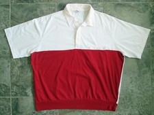 VTG Haband Casual Joe Shirt XX 2X Polo Red White Pocket Ribbed Collared Pullover