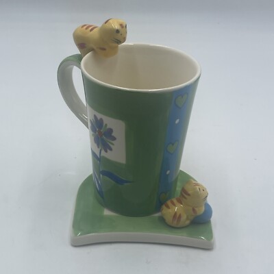 Herman Dodge & Son CAT Figure Ceramic Cup~Mug& Coaster~Saucer Plate 