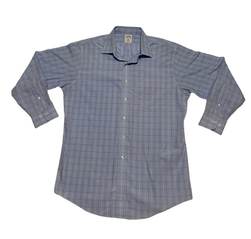 Brooks Brothers Dress Shirt Mens 16.5-2/3 Regent Blue Plaid Long Sleeve - 第 1/12 張圖片