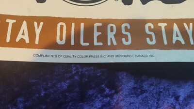 Affiche Rare Edmonton Oilers 'Stay' 1998 LNH - Signée Cal Nichols - Jour De Match