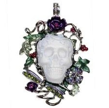 Kirks Folly Glass Dream Skull Enchanted Forest Magnetic Enhancer silvertone