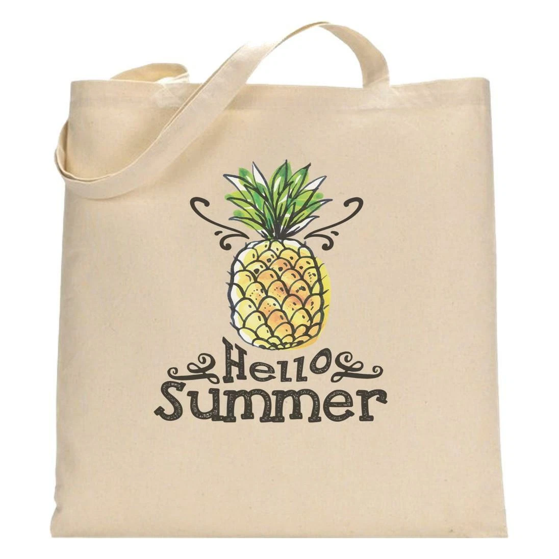 Hello Summer Pineapple Tote Bag Reusable Shopping Bag Holiday Beach Bag