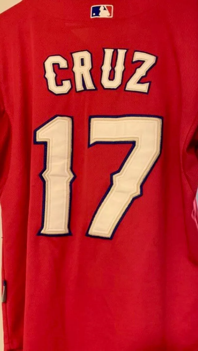 Texas Rangers Nelson Cruz MLB Majestic Stitched Jersey Sz 48 World Series  Red