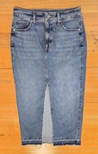 Express Knee Length Denim Jean Skirt W/ Slit Size 6 NEW 