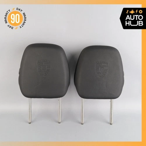 11-18 Porsche Cayenne 958 Front Headrest Head Rest Set w/ Crest OEM