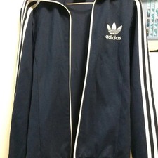 Adidas Navy Three Stripes Track Top Excellent Condition