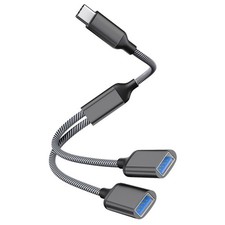 USB C Male to Dual USB Female Adapter, USB Splitter, Type C OTG Adapter, Dual...