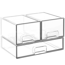 Clear Acrylic Stackable Storage Drawers Makeup Baby Bottle Organizer 3 PCS