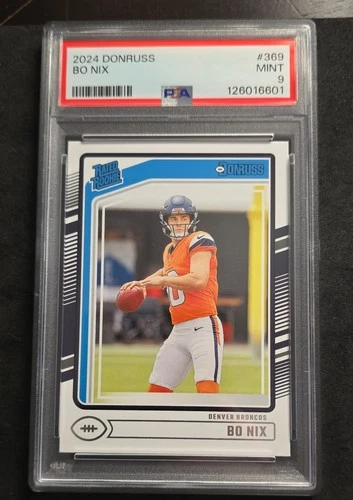 Bo Nix 2024 Donruss Rated Rookie RC PSA 9 MINT Broncos