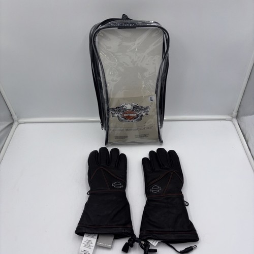 Harley-Davidson 98322-17VW Heated Leather Gauntlet Gloves Black Large – Untested