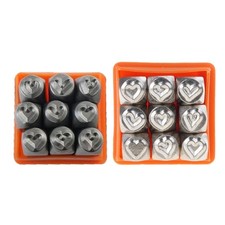 Set of 9 Metal Stamp 3/6mm Heart Stamping Punch Tool for Jewelry Making DIY Art