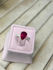Pear Cut Ruby Ring 925 Sterling Silver Gift For Her Engagement Ring.