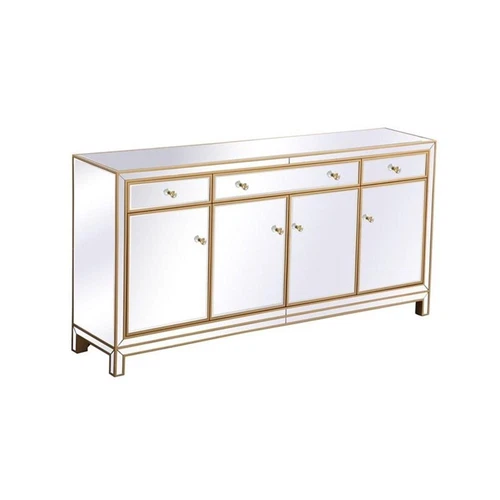 Elegant Decor Reflexion 72" Metal and MDF Mirrored Credenza in Gold - Picture 4 of 8