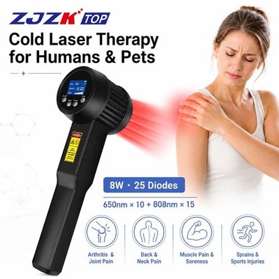 8W LLLT Cold Laser Therapy 650nm 808nm for Fibromyalgia Nerve Muscle Pain Relief