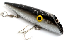 Vintage 4" Lyman Lure Plug Cedar Wood Salmon Trout Fishing Lure BLK/SLV #100