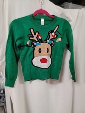 Kids Unisex Christmas Sweater Lot Size 8-10 -130- 10 Green Reindeer Sweaters