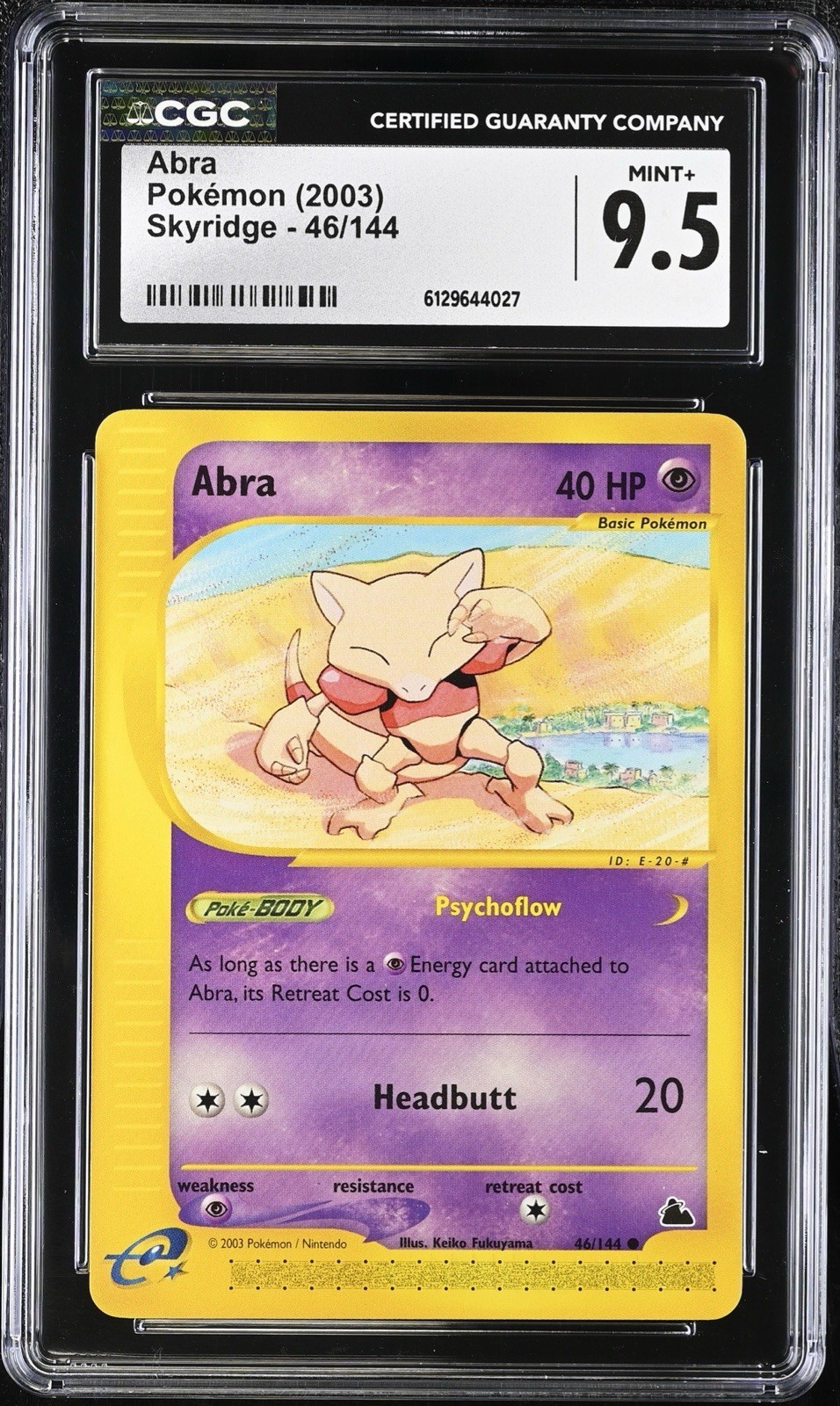 CGC 9.5 MINT + Abra 46/144 Skyridge Vintage WOTC 2003 Pokemon Card