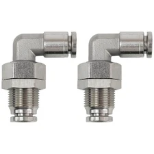 2Pcs 304 Stainless Steel Bulkhead Elbow 1/4" x 1/4" Tube OD Push to Connect T...