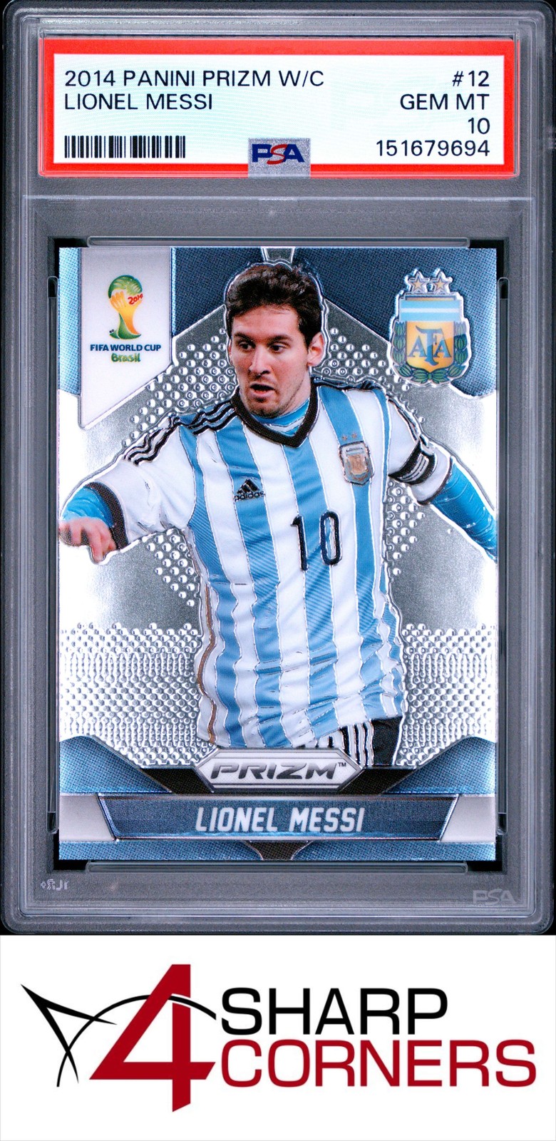 2014 PANINI PRIZM WORLD CUP #12 LIONEL MESSI PSA 10