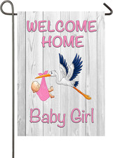 Welcome Home Baby Girl Garden Flag Baby Shower Birth Announcement Family Party N