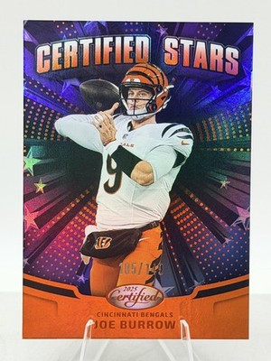 Joe Burrow /149 - 2025 Panini Certified Stars Mirror Orange #CST-JBW Bengals