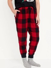 Old Navy Flannel Jogger Pajama Pants Size L Buffalo Plaid Lounge Pockets Sleep