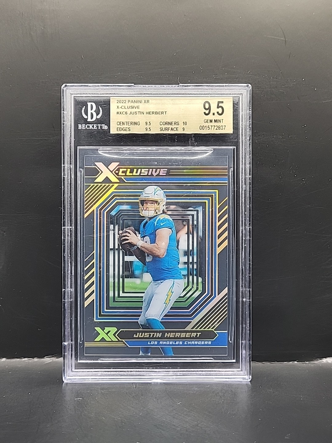 2022 Panini XR X-Clusive #XC6 Justin Herbert CHARGERS BGS 9.5 GEM MINT Case hit