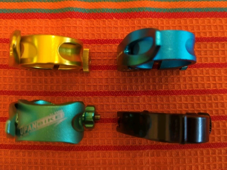 New Lot of 4 QR Seatpost Clamps 31.8mm Black Green Gold Blue - Image 2 of 4