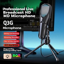 Mini USB Condenser Microphone Podcast Studio Recording Mic For PC Desktop Laptop