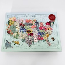 USA State Flowers Galison 1000 PC Puzzle COMPLETE Wendy Gold