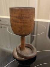 Vintage Wooden  Captive Ring  Goblet Cup Handcrafted